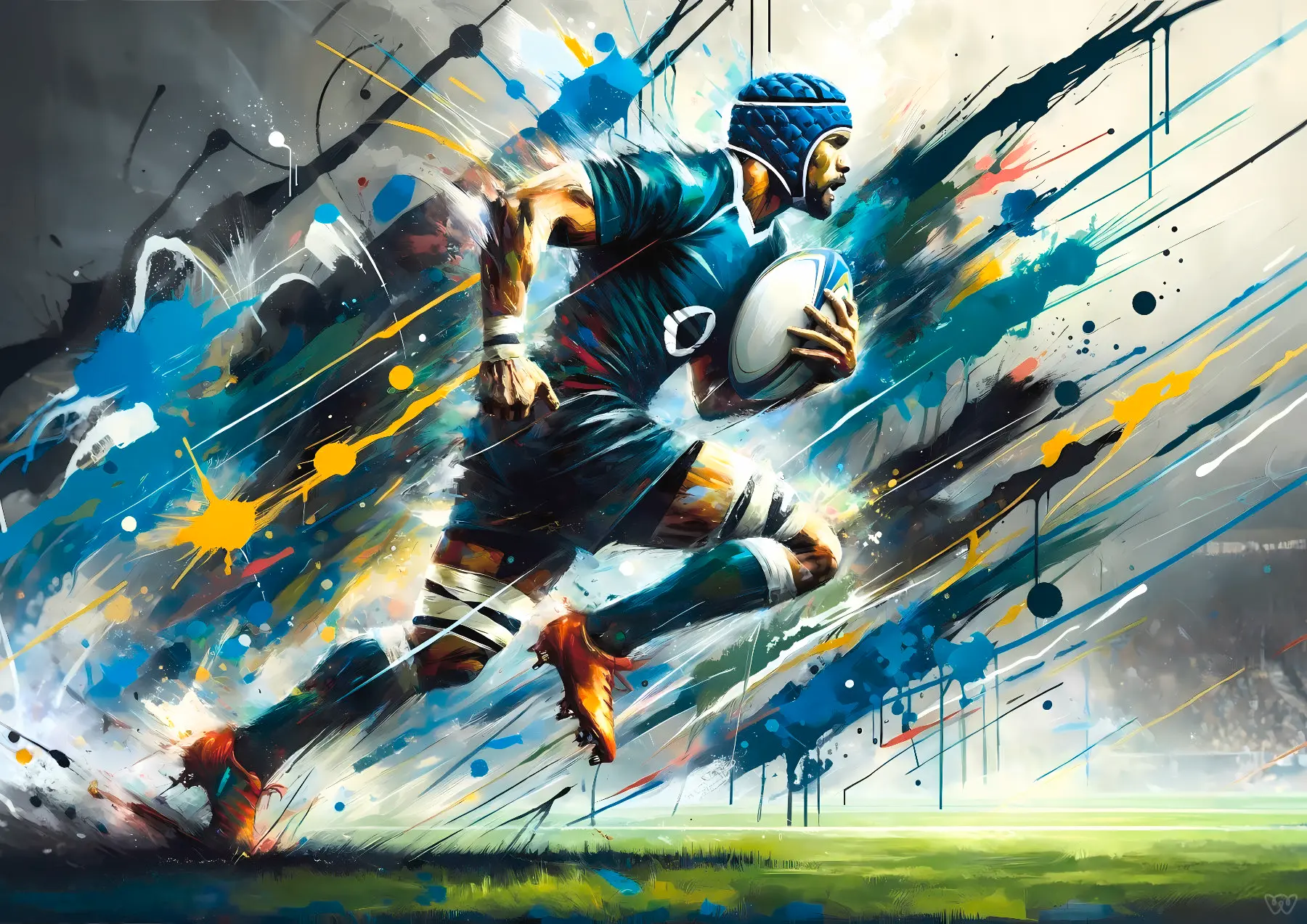 Affiche rugby - L'assaut coloré