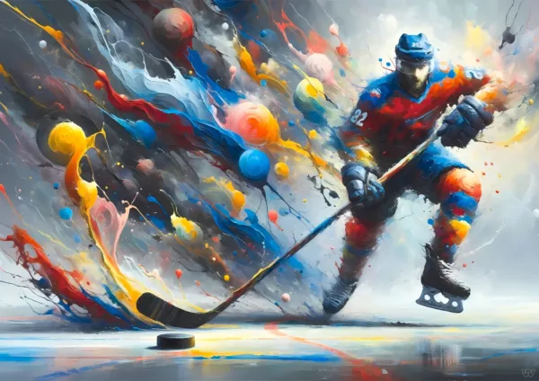 Affiche hockey - Prélude au tir