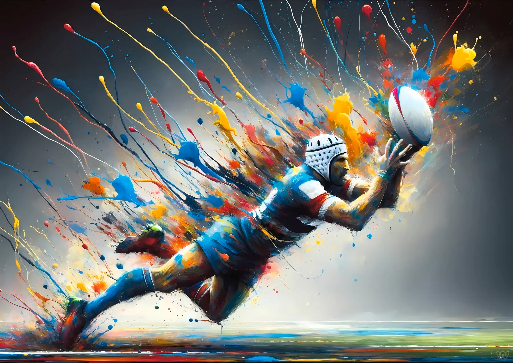 Affiche rugby - Essai arc en ciel