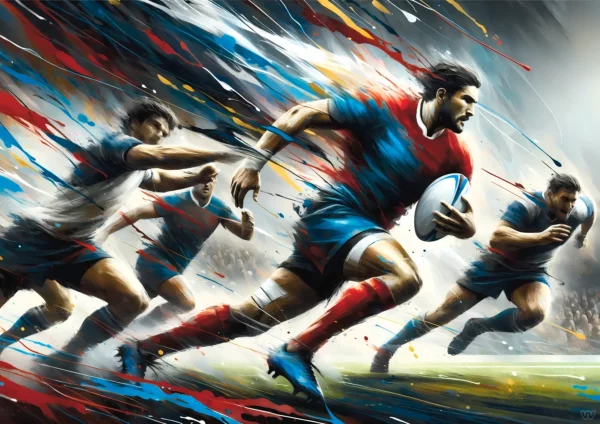 Affiche rugby - Percée foudroyante