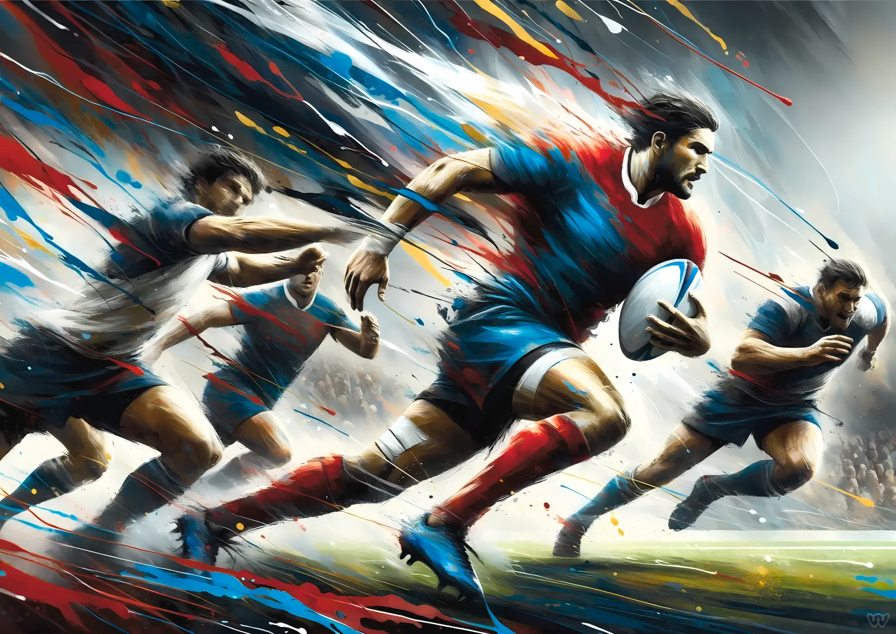Affiche rugby - Percée foudroyante