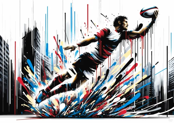 Affiche rugby - Plongeon dans la ville