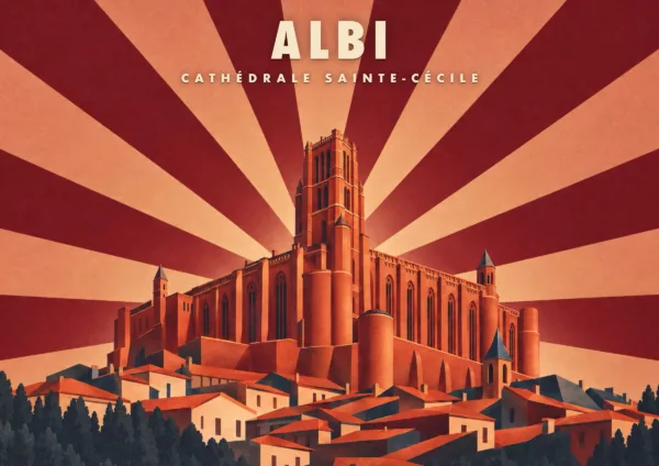 Affiche Albi Art déco - Albi, la cathédrale Sainte-Cécile