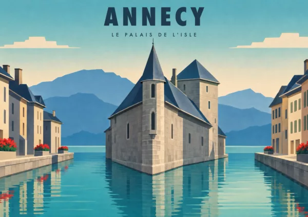 Affiche Annecy Art déco - Annecy, le Palais de l'Isle