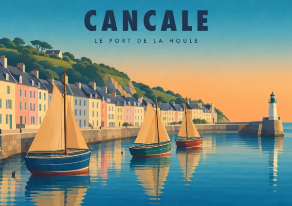 Affiche Cancale Art déco - Cancale, le port de la Houle