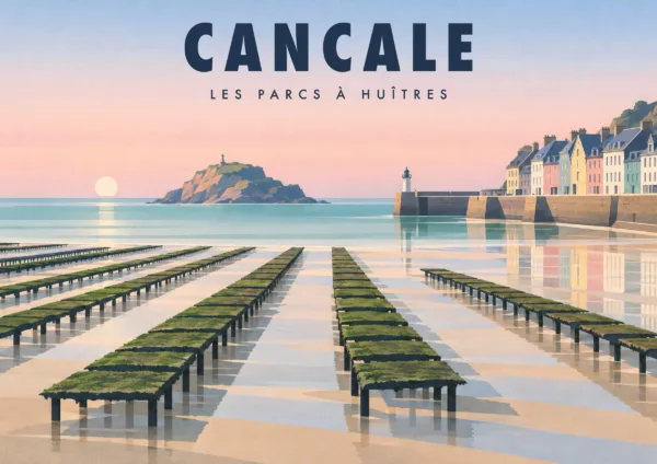 Affiche Cancale Art déco - Cancale, les parcs à huîtres
