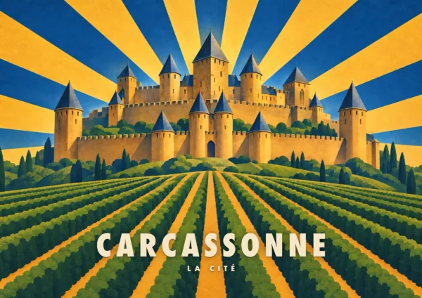 Affiche Carcassonne Art déco - Carcassonne, la Cité