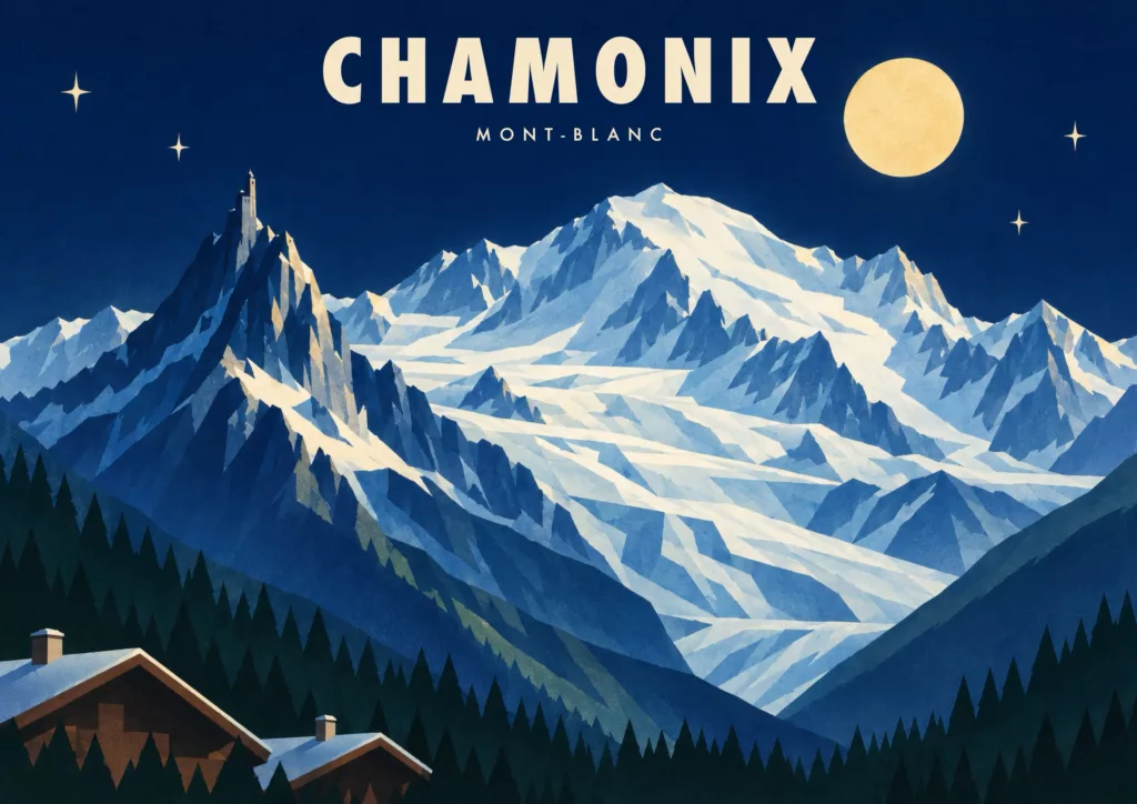 Affiche Chamonix Art déco - Chamonix, le Mont-Blanc