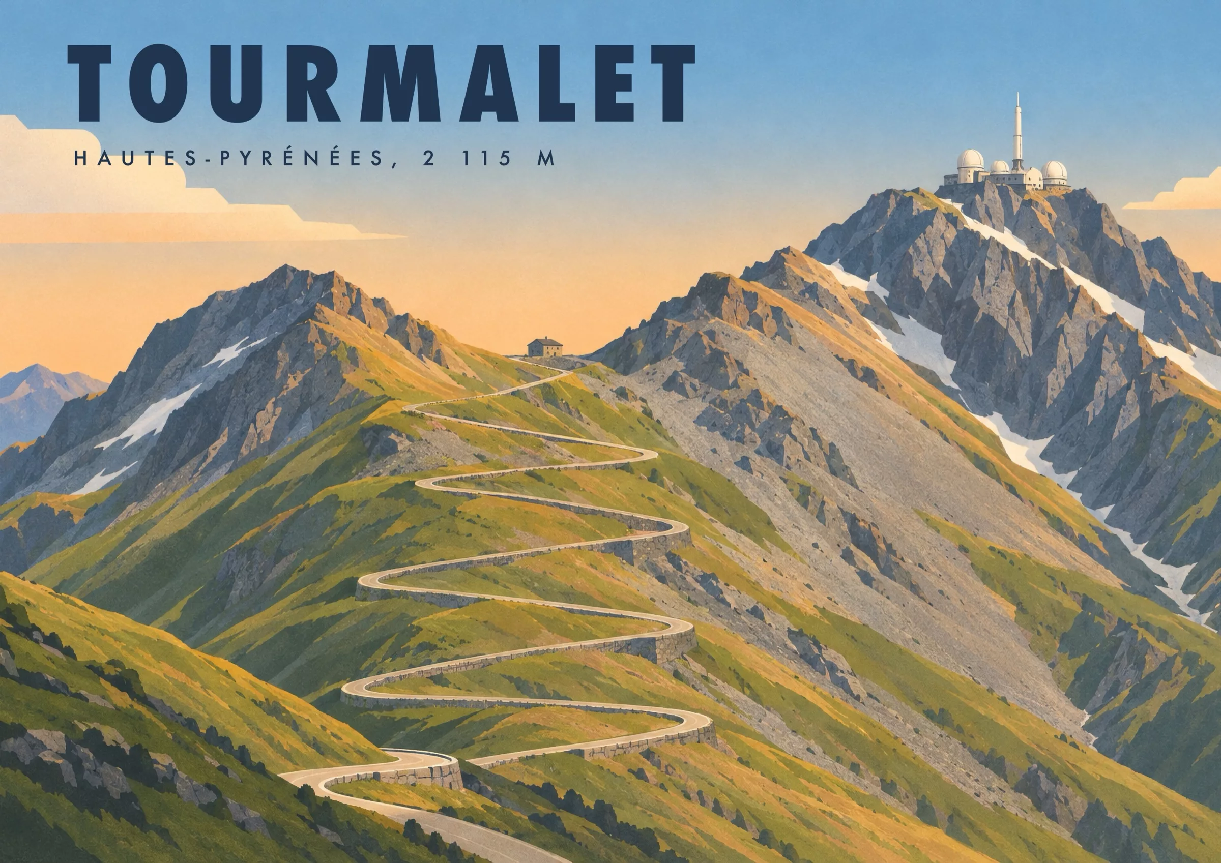 Affiche col du Tourmalet Art déco - Le col du Tourmalet