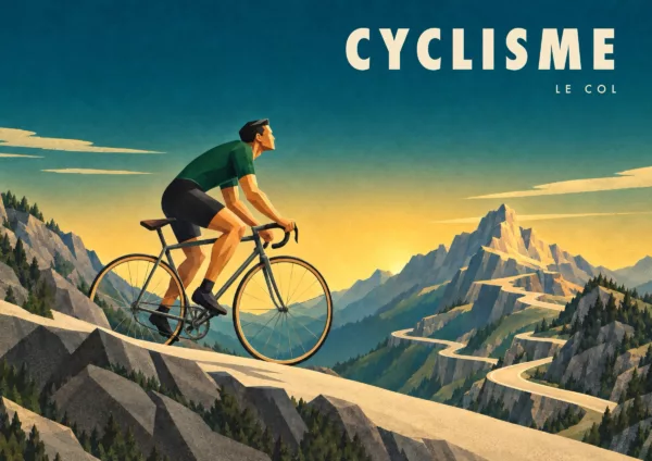 Affiche cyclisme Art déco - Cyclisme, le col