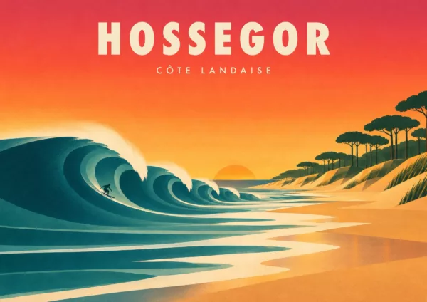 Affiche Hossegor Art déco - Hossegor, la côte landaise