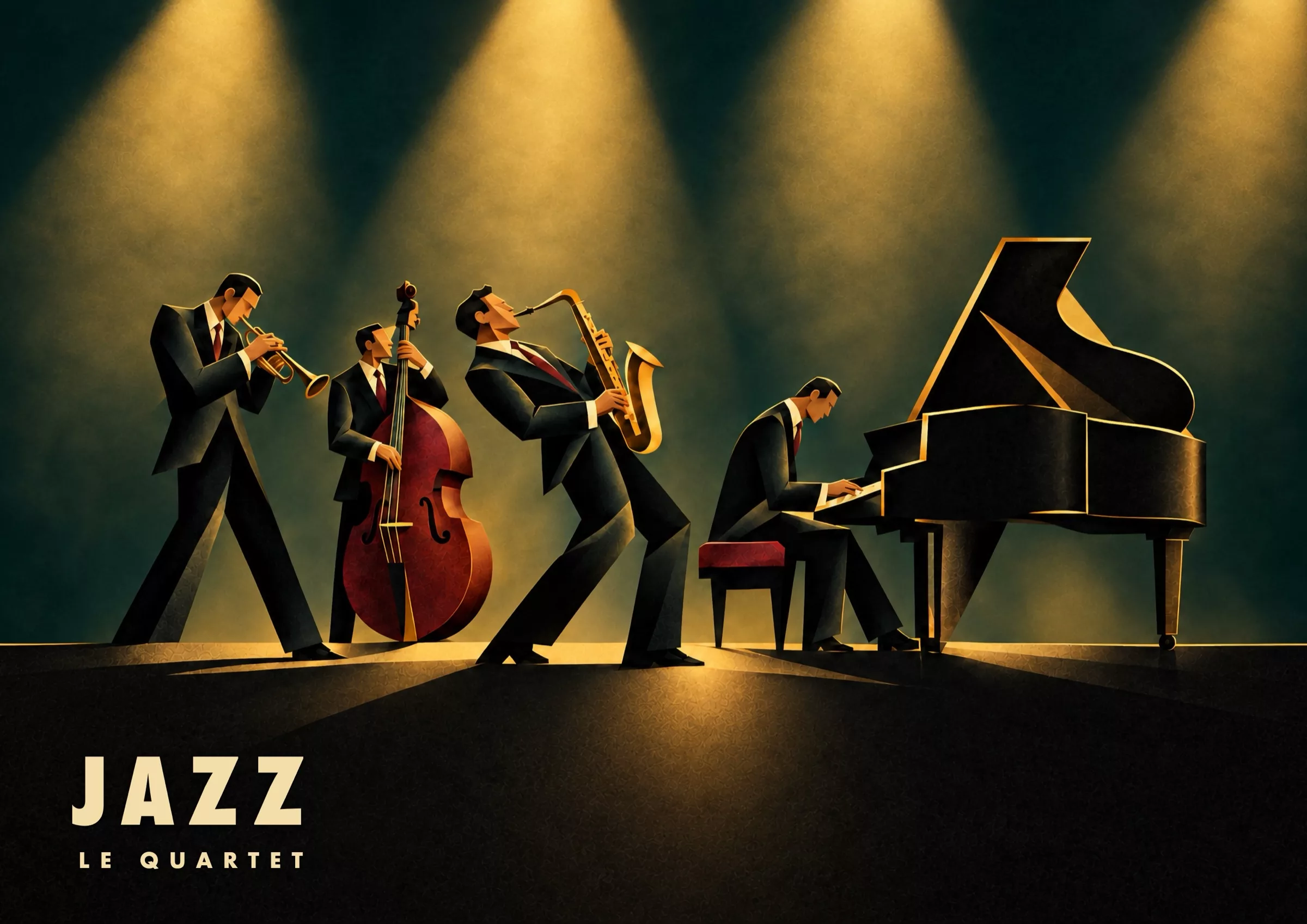 Affiche jazz Art déco - Jazz, le quartet