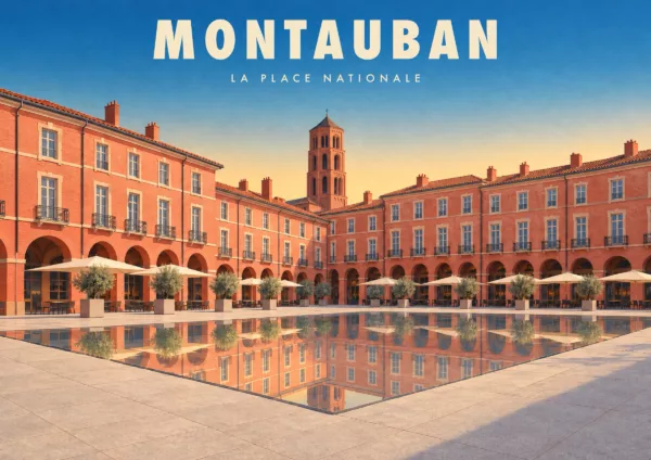 Affiche Montauban Art déco - Montauban, la place Nationale