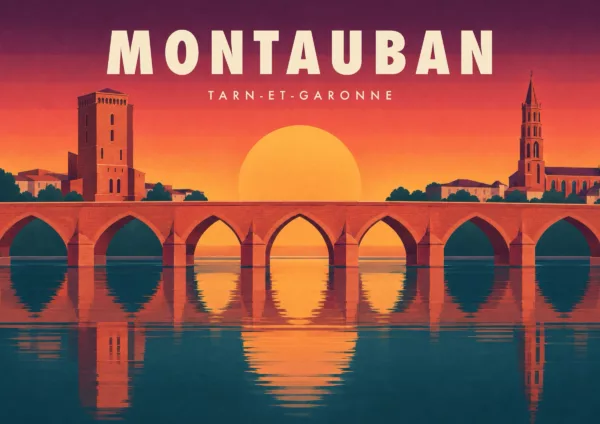 Affiche Montauban Art déco - Montauban, le Pont-Vieux