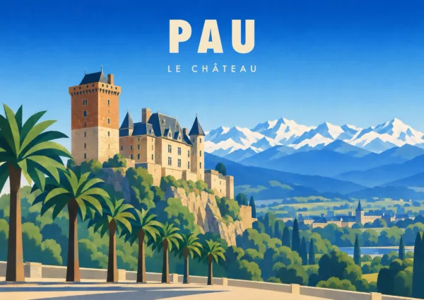 Affiche Pau Art déco - Pau, le château