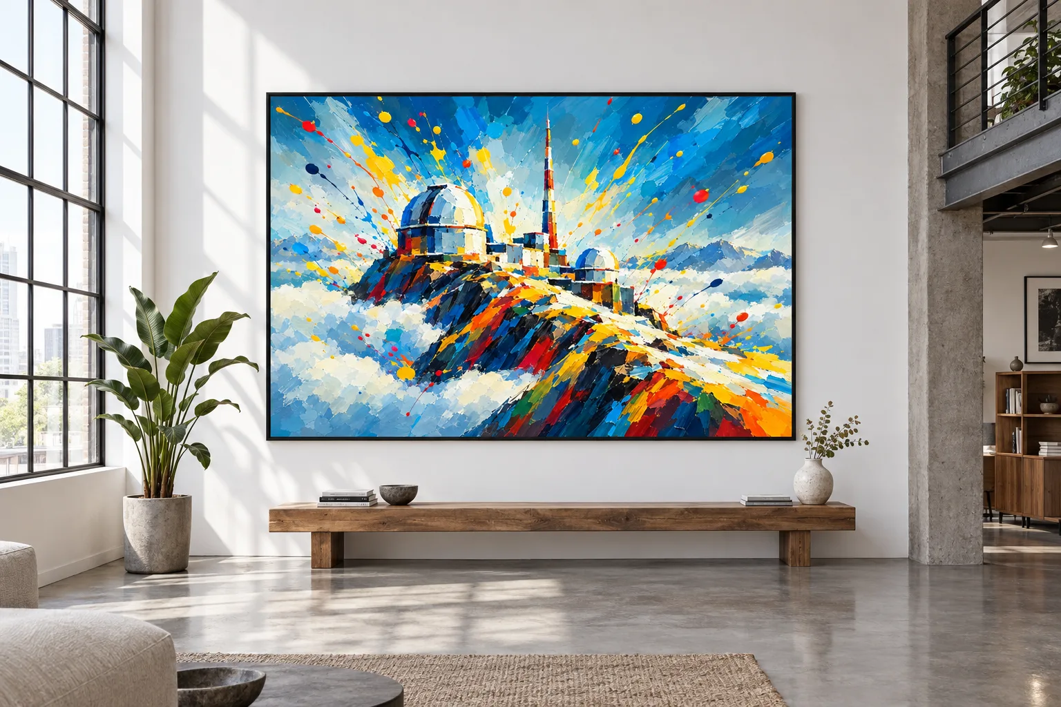 Affiche Pic du Midi « Pic du Midi » encadrée en A0 sur le grand mur d'un loft