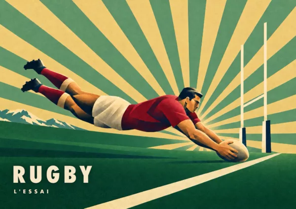 Affiche rugby Art déco - Rugby, l'essai
