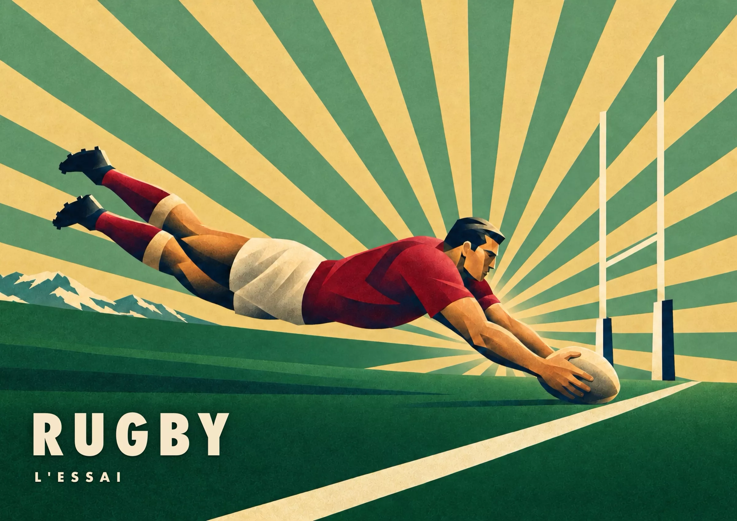 Affiche rugby Art déco - Rugby, l'essai